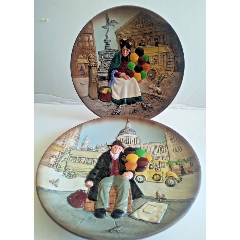 Royal Doulton Collector Plates "Old Balloon Seller" & "Balloon Man" 10" Diameter